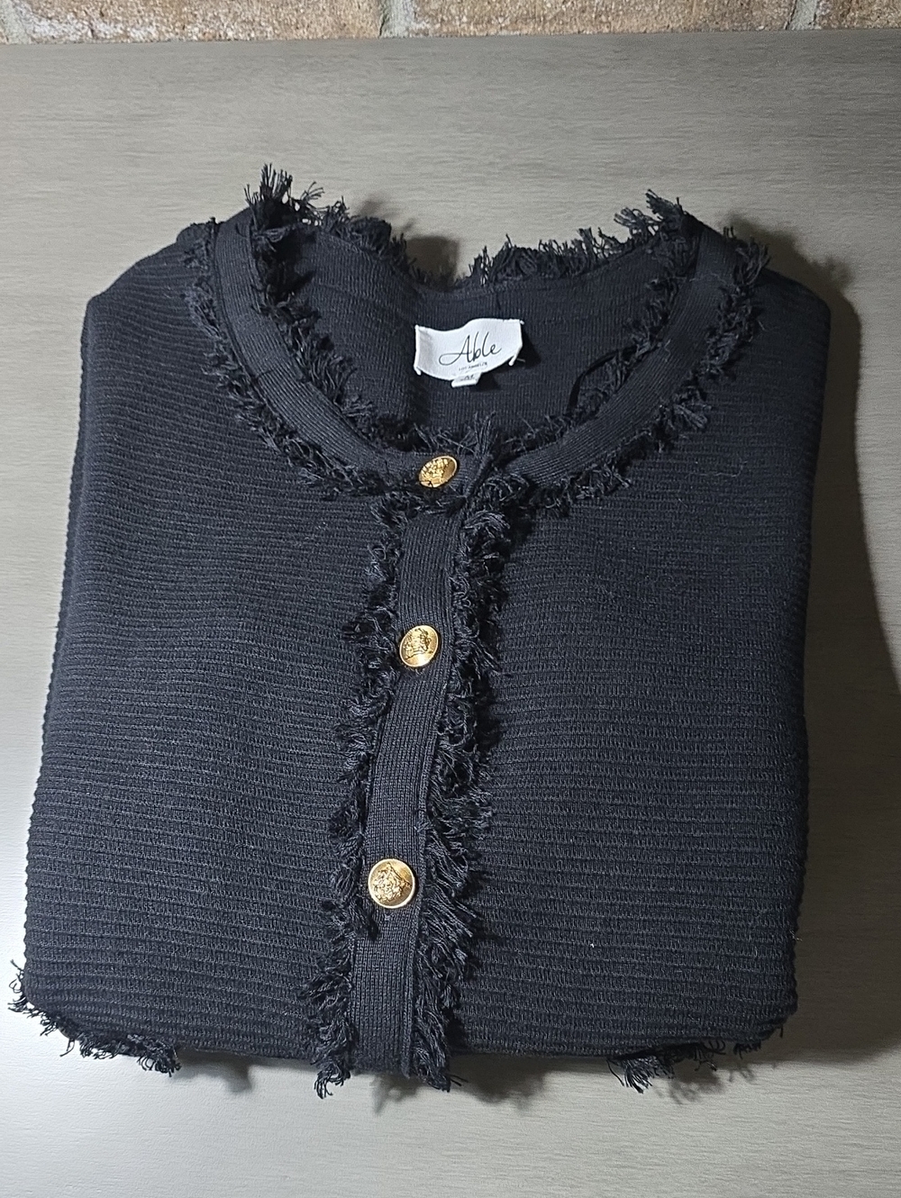 Able los angeles cardigan w gold buttons sz med